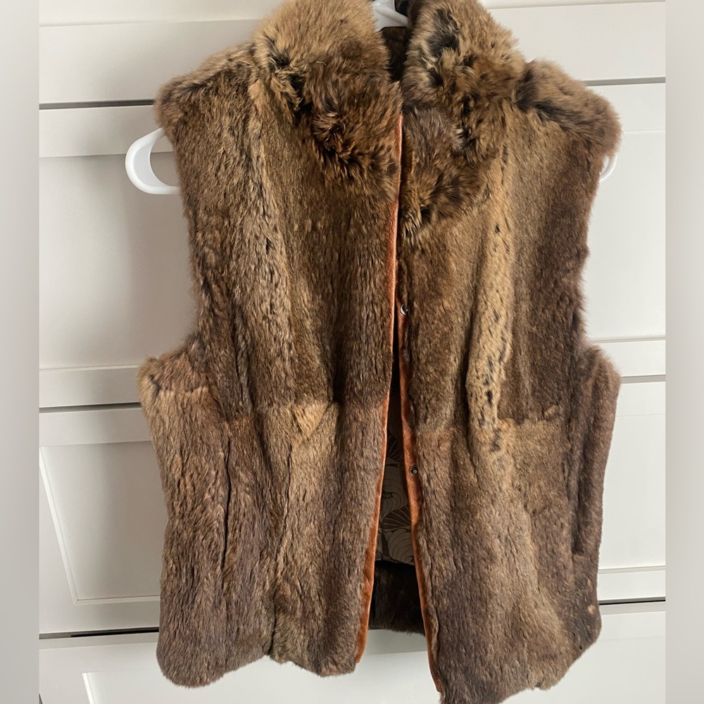 Rabbit Fur vest for Cole Haan lambskin bomber jacket